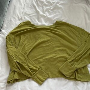Free People Cropped Lightweight Olive Green Pullover